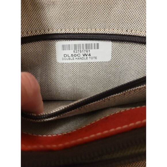 Dooney & Bourke Red Canvas Leather Satchel Tote Bag Matching Pouch Classic Prep - Picture 11 of 12